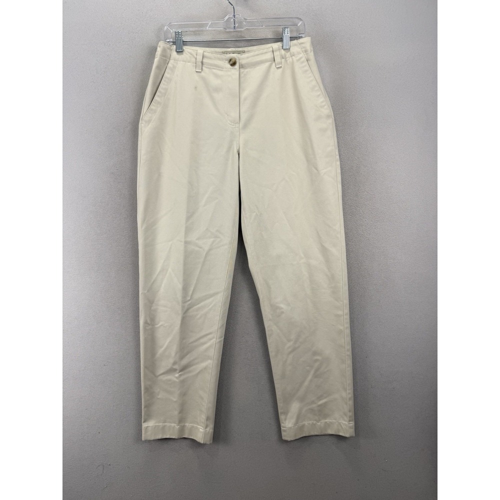 L.L. Bean Women's 10 Reg Beige Khaki Pants Classic Fit Straight Leg 100% Cotton